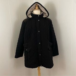 Laundry Shelli Segal Quilted Hooded Snap‎ Up Jacket